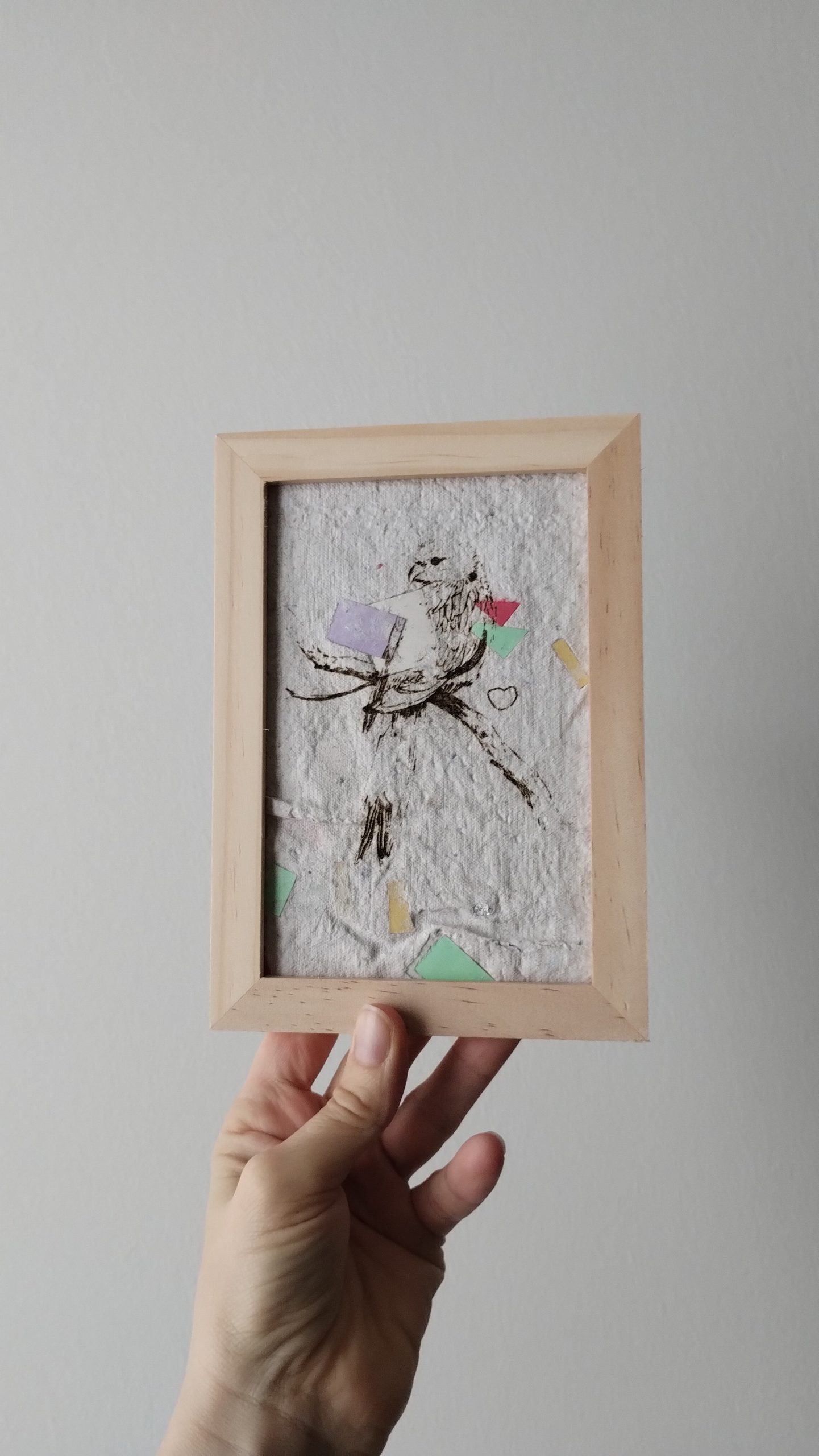 tableau perruche en papier recyclé - perroquet