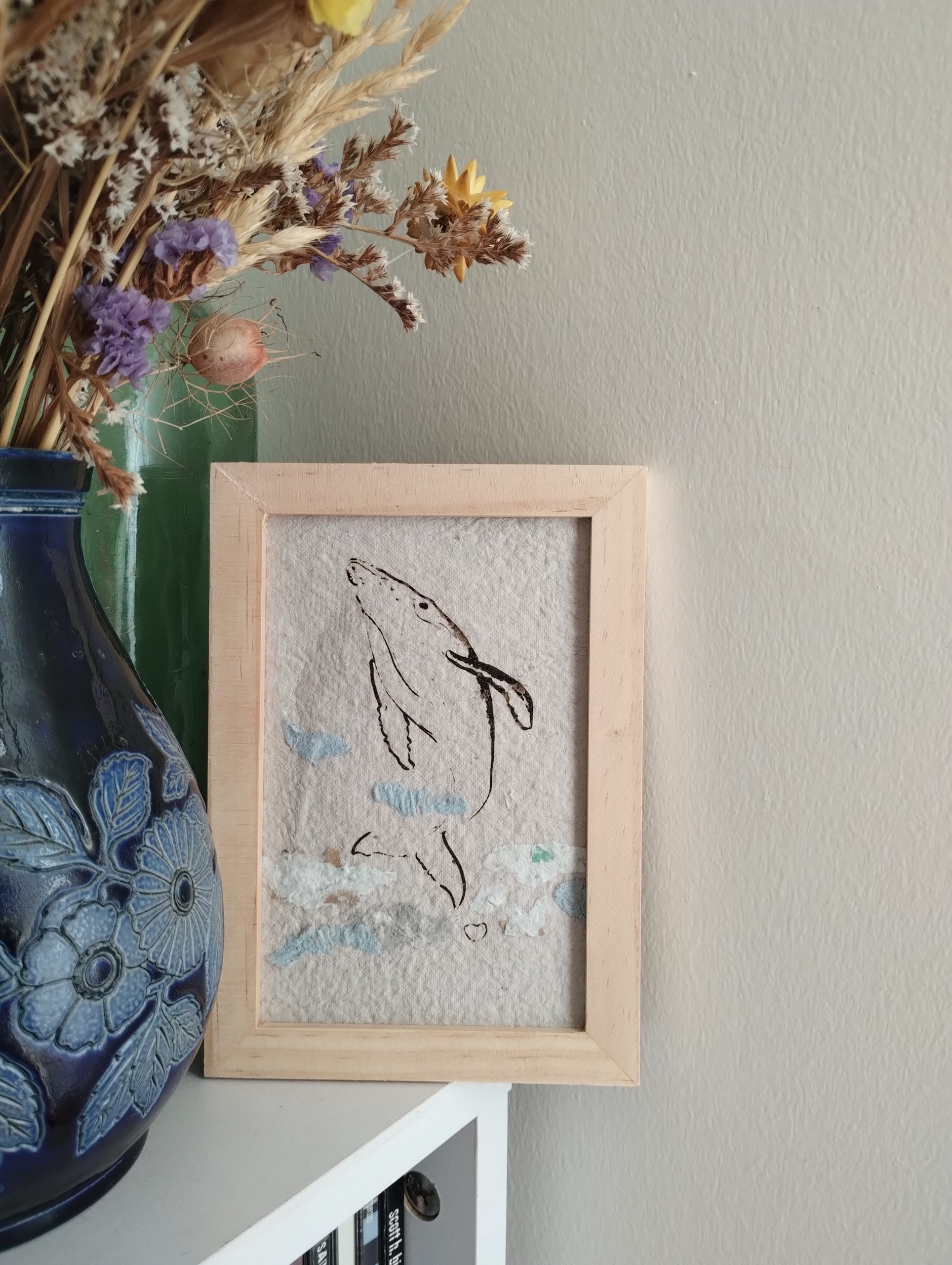 Cadre baleine illustration et collage