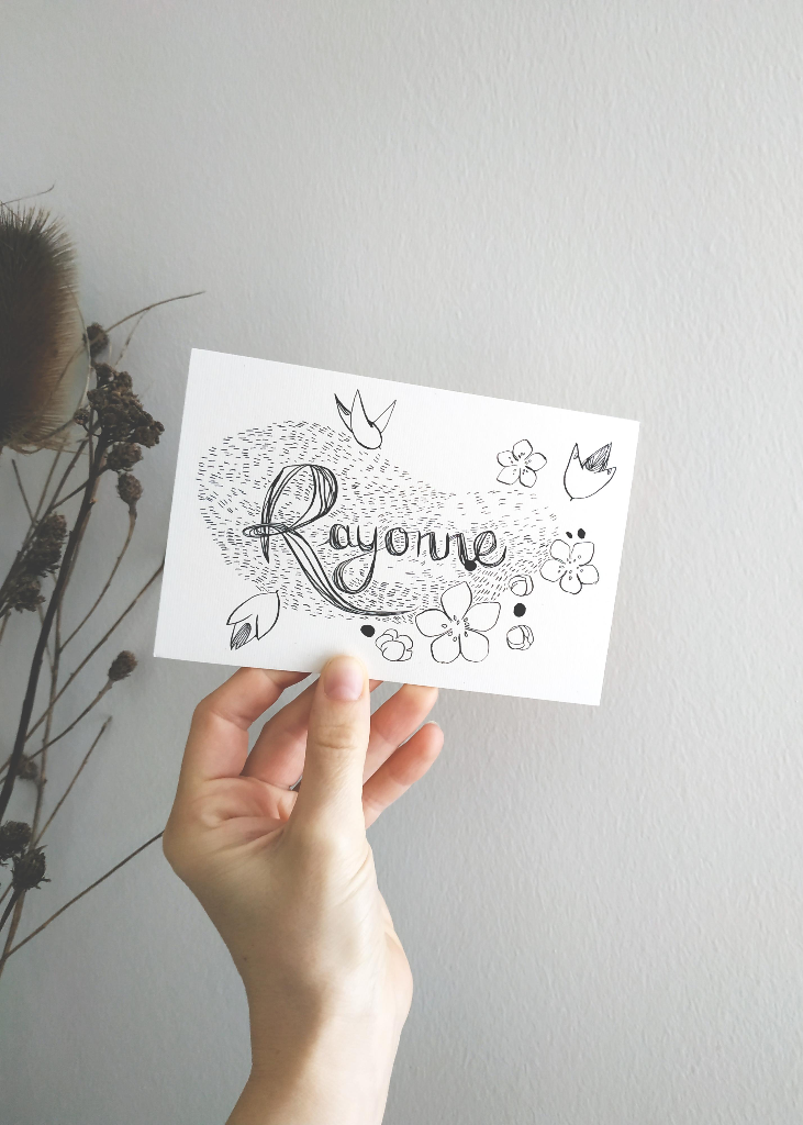 carte postale avec un message positif Rayonne, qui donne de l'élan et le prendre à son compte