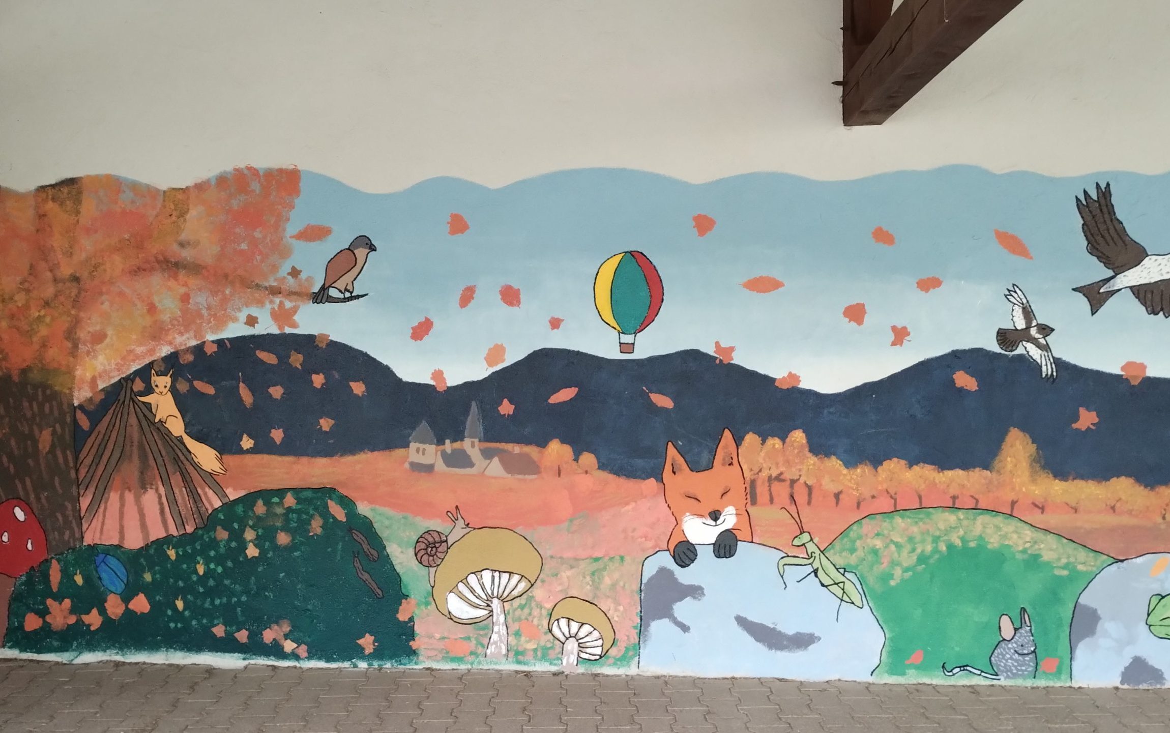 fresque préau école moulet marcenet volvic automne